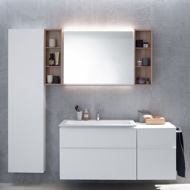 Geberit iCon baza za umivaonik s bočnim elementom, visoki element i elementi s policama Geberit iCon baza za umivaonik s bočnim elementom, visoki element i elementi s policama