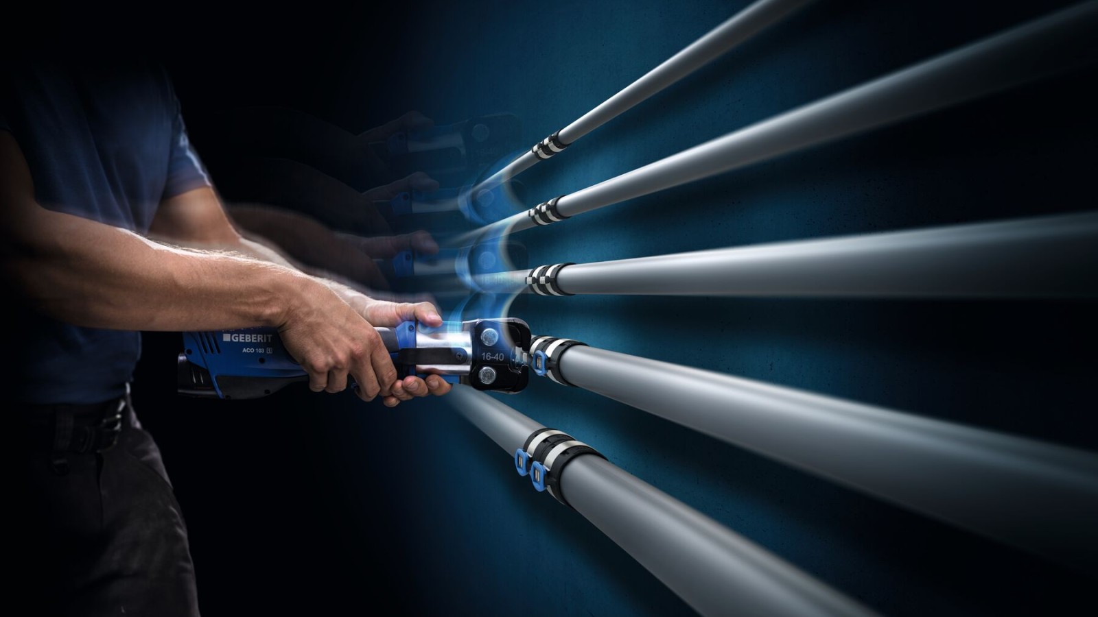 Ručna kliješta za stiskanje za Geberit FlowFit za dimenzije od d16 do d40