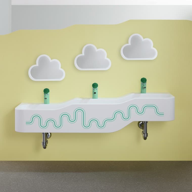 Element za igru i pranje Geberit Bambini u šumsko zelenoj i svjetlozelenoj boji Element za igru i pranje Geberit Bambini u šumsko zelenoj i svjetlozelenoj boji