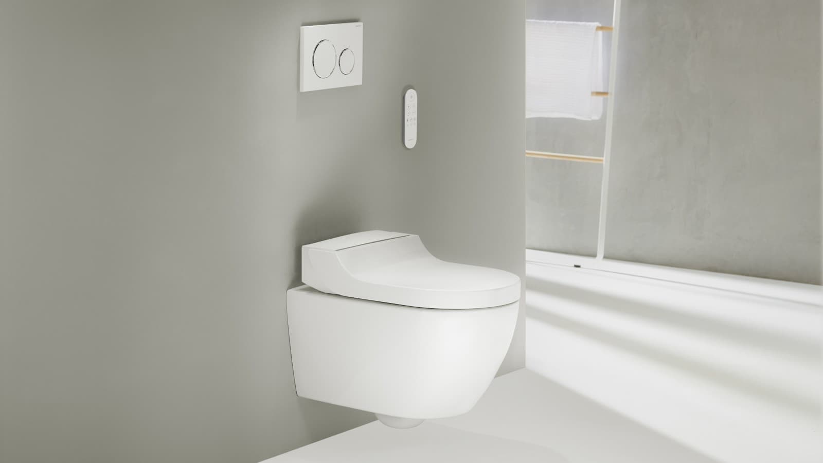 Geberit AquaClean Tuma Comfort s daljinskim upravljačem Sigma20. Geberit AquaClean Tuma Comfort s daljinskim upravljačem Sigma20.