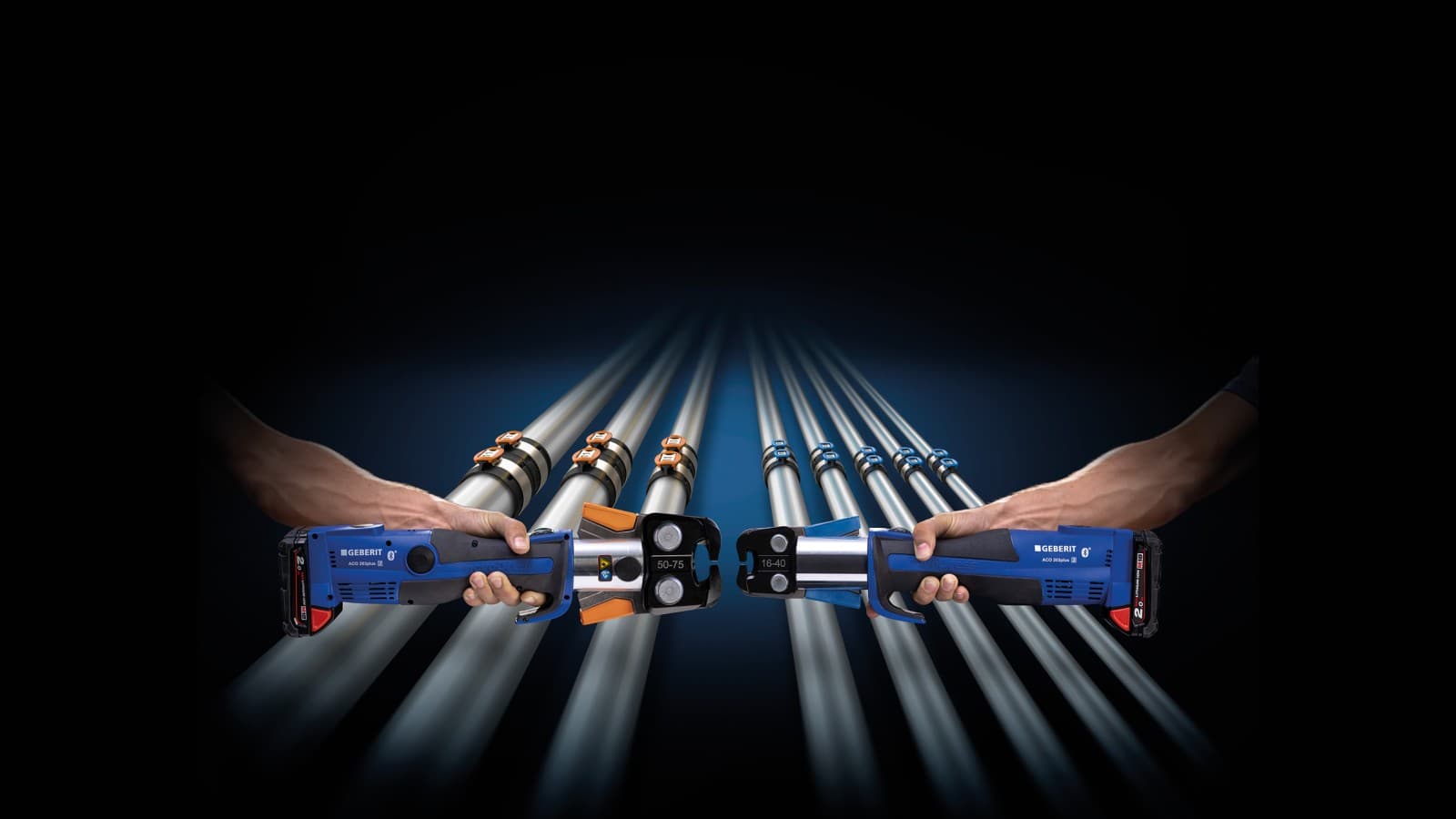 Usklađivanje boja čeljusti za stiskanje s dimenzijama Geberit FlowFit fitinga Usklađivanje boja čeljusti za stiskanje s dimenzijama Geberit FlowFit fitinga